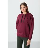 Erguvan Kompakt Pamuklu Kalın Pürüzsüz Dokulu Kapüşonlu Oversize Fit Kadın Sweatshirt - 97291