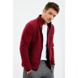 Erguvan Yazı Nakışlı Dik Yaka Fermuarlı Standart Kalıp Erkek Sweatshirt Polar - 87992 - 2XL