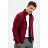 Erguvan Yazı Nakışlı Dik Yaka Fermuarlı Standart Kalıp Erkek Sweatshirt Polar - 87992 | XXL