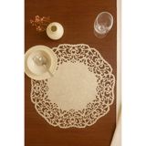 Ergüven Home Bej (KOYU KREM) Süet Kumaş Amerikan Servis Supla 35x35 Cm Yuvarlak 6'lı Set - Şık Ve Dayanıklı