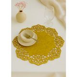 Ergüven Home Hardal Sarısı Süet Kumaş Yuvarlak Amerikan Servis Takımı Supla 6'Lı 35 x 35 cm