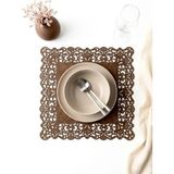 Ergüven Home Kahverengi Süet Kumaş Kare Amerikan Servis Takımı Supla 6'Lı 35 x 35 cm - Sütlü Kahve