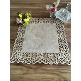 Ergüven Home Koyu Bej (Taş Rengi) Süet Kumaş Kare Amerikan Servis Takımı Supla 6'Lı 35 x 35 cm