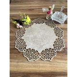 Ergüven Home Koyu Bej (Taş Rengi) Süet Kumaş Yuvarlak Amerikan Servis Supla Takımı 6'Lı 35 x 35 cm