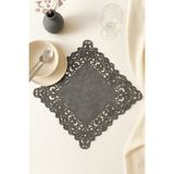 Ergüven Home Koyu Gri Süet Kumaş Kare Amerikan Servis Takımı Supla 6'Lı 35 x 35 cm