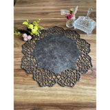 Ergüven Home Koyu Gri Süet Kumaş Yuvarlak Amerikan Servis Takımı Supla 6'Lı 35 x 35 cm
