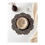 Ergüven Home Koyu Kahve(VENGE) Süet Kumaş Amerikan Servis Supla 35x35 Cm Yuvarlak 6'lı Set