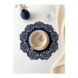 Ergüven Home Lacıvert Süet Kumaş Amerikan Servis Supla 35x35 Cm Yuvarlak 6'lı Set - Şık Ve Dayanıklı