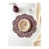 Ergüven Home Mürdüm Rengi Süet Kumaş Amerikan Servis Supla 35x35 Cm Yuvarlak 6'lı Set - Şık Ve Dayanıklı