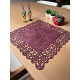 Ergüven Home Pembe Süet Kumaş Kare Amerikan Servis Takımı Supla 6'Lı 35 x 35 cm