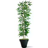 ERHAN FLOWERS ÇİÇEK & DEKORASYON Dekoratif Yapay Yapraklı 3 Gövde Bambu Ağacı 110 Cm Bambu Siyah Plastık Saksı ypy.agç.00195