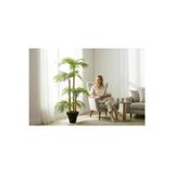 ERHAN FLOWERS erh.1666 Yapay Palmiye Ağacı Bambu 4 Gövdeli 36 Yaprak 145 Cm Beyaz Plastik Saksılı