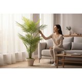 Erhan Flowers Yapay Areka Ağacı Palmiye Ağacı Salon Bitkisi Yapay Areka 130 cm 20 Yaprak Beyaz Plastik Saksı