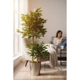 ERHAN FLOWERS Yapay Çiçek metal Saksıda Benjamin Salon Balkon Ev Ağacı Yeşil Bitkisi Bambu Gövdeli 150-110 cm