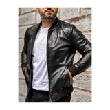 ErhanKorkmazShoes Erkek Siyah Gerçek Deri Kolej Ceket