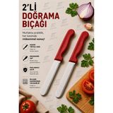ERHCE 2'li Kırmızı Ince Tırtıklı Micro Doğrama Bıçağı Sebze Meyve Ekmek Mikro Solingen Bıçak