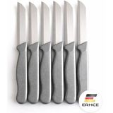 ERHCE Alman Solingen 6'lı Gri Bıçak Paslanmaz Çelik Tırtıklı Keskin Meyve Sebze Bıçağı 6'lı Set