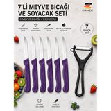ERHCE Mor 6'lı Tırtıklı Meyve Bıçağı ve Sebze Soyacağı 7'li Set Solingen