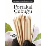 ERHCE Portakal Çubuğu 100'LÜ Set – Ahşap Tırnak Eti Itici Manikür Pedikür Seti