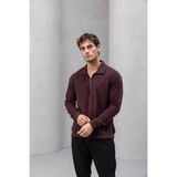 Eric Relax Fit Yarım Fermuarlı Polo Yaka Selanik Kumaş Erkek Sweatshirt - Bordo