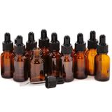 ericotry 12 adet boş doldurulabilir 5 ml kehribar renkli cam pipet, uçucu yağlar, aroma terapisi, kozmetik, cam göz damlalığı ve siyah kapaklı Elite sıvı kabı