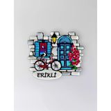 Erikli Polyester Kabartmalı Magnet 7X6,5 Cm Şehir Magneti Dekoratif Hediyelik Buzdolabı Süsü (Kod:1277)
