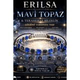Erilsa Sertifikal Mavi Topaz Taşı Bileklik - 5 mm Küp Kesim Terahertz Doğal Taş Ayarlanabilir