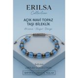 Erilsa Sertifikalı Açık Mavi Topaz Doğal Taş Bileklik - 8x8 mm Sakinlik Netlik ve Güven Enerjisi Taşı
