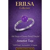 Erilsa Sertifikalı Aşk Sevgi ve Uyum Enerji Yüzüğü – Ametist Taşı Ayarlamalı İnce Kasa Kova Balık Yay Burcu