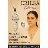 Erilsa Sertifikalı Çivi Model Beyaz Murano Kuvars Doğal Taş Kolye – Mutluluk Enerji Şıklık ve Huzur Taşı