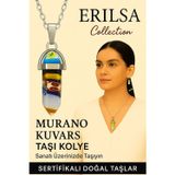 Erilsa Sertifikalı Çivi Model Murano Kuvars Taşı Kolye (Canlı Renkli Sanat Desenli)