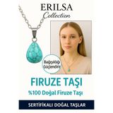Erilsa Sertifikalı Damla Model Firuze Taşı Kolye Koruma, İletişim ve Huzur Turkuaz Taşı