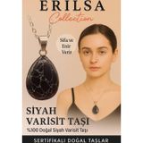 Erilsa Sertifikalı Damla Model Siyah Varisit Taşı Kolye - Şifa ve Enerji Veren Doğal Taş