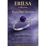 Erilsa Sertifikalı Derin Nefes Blokajı Yüzüğü – Koyu Mor Ametist Ayarlanabilir İnce Kasa Balık Kova Yengeç