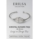Erilsa Sertifikalı Doğal Kristal Kuvars Taşı Gümüş Kaplama Ayarlanabilir Bileklik – Saflık ve Enerji