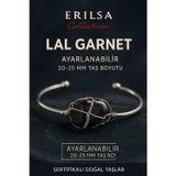 Erilsa Sertifikalı Doğal Lal Garnet Taşı Gümüş Kaplama Ayarlanabilir Bileklik – Tutku ve Enerji