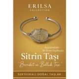 Erilsa Sertifikalı Doğal Sitrin Taşı Gümüş Kaplama Ayarlanabilir Bileklik – Bereket ve Bolluk Taşı