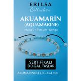 Erilsa Sertifikalı Doğal Terahertz - Akuamarin Taşı Bileklik 4x4 mm - Huzur ve Dinginlik Taşı