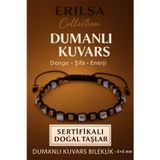 Erilsa Sertifikalı Doğal Terahertz - Dumanlı Kuvars Taşı Bileklik 4x4 mm - Denge Şifa Arınma Taşı