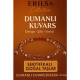 Erilsa Sertifikalı Doğal Terahertz - Dumanlı Kuvars Taşı Bileklik 4x4 mm - Denge ve Arınma Taşı
