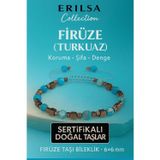 Erilsa Sertifikalı Doğal Terahertz Firuze (Turkuaz) Taşı Bileklik 6x6 mm - Koruma ve Şifa Taşı