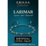 Erilsa Sertifikalı Doğal Terahertz - Larimar Taşı Bileklik 4x4 mm - Uyum Sakinlik ve Şifa Taşı