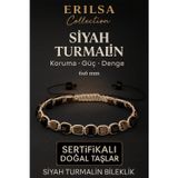 Erilsa Sertifikalı Doğal Terahertz - Siyah Turmalin Taşı Bileklik 6x6 mm - Koruma ve Denge Taşı