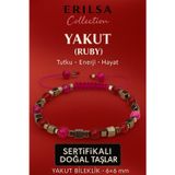 Erilsa Sertifikalı Doğal Terahertz - Yakut (Ruby) Taşı Bileklik 6x6 mm - Tutku ve Enerji Hayat Taşı