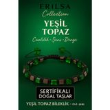 Erilsa Sertifikalı Doğal Terahertz - Yeşil Topaz Taşı Bileklik 6x6 mm - Canlılık Denge Taşı