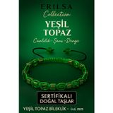 Erilsa Sertifikalı Doğal Terahertz - Yeşil Topaz Taşı Bileklik - Canlılık ve Denge Taşı