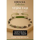Erilsa Sertifikalı Doğal Terahertz Yeşim Taşı Bileklik 6x6 mm - Bolluk ve Şans Taşı