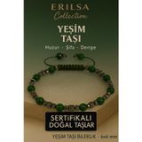 Erilsa Sertifikalı Doğal Terahertz Yeşim Taşı Bileklik 6x6 mm - Huzur ve Denge Taşı