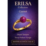 Erilsa Sertifikalı Düşük Tansiyon Enerji Yüzüğü – Lal Garnet Taşı Ayarlanabilir Gold İnce Kasa Koç Aslan