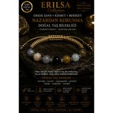 Erilsa Sertifikalı Erkek Şans Kısmet Bereket Nazardan Korunma Doğal Taş Bilekliği - Ayarlamalı Unisex Lüks
